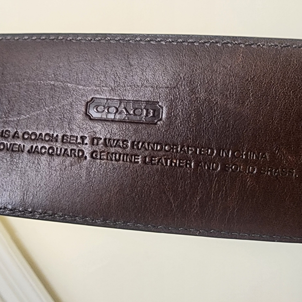 Coach Women's Black Patterned Belt with Silver Buckle, Genuine Leather, 34"×1.5" - Picture 8 of 8